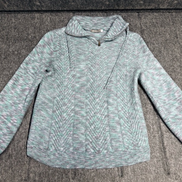 SOL blue Cowl Neck Sweater with Textured Knit pure Baby Alpaca made in Peru - Picture 1 of 6